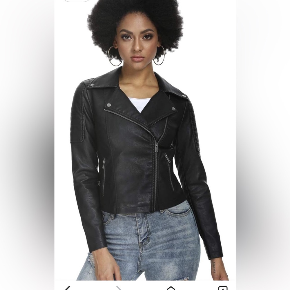 Elegant Black Leather Jacket for Women